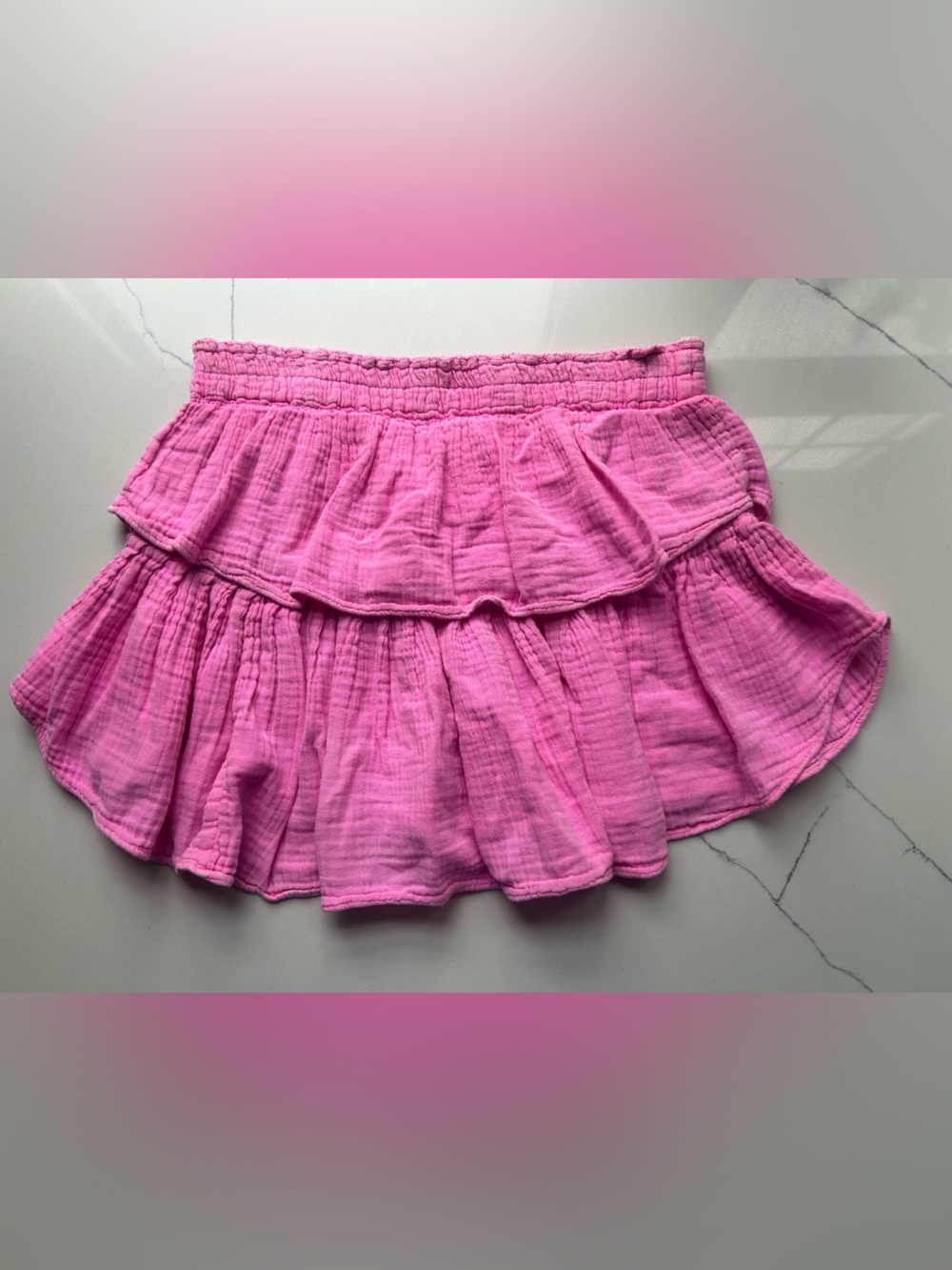 LOVESHACKFANCY PINK 
RUFFLE MINI SKIRT COTTON - Picture 4 of 5